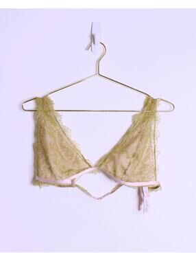 VS Chartreuse Pink Eyelash Lace Bralette - XL